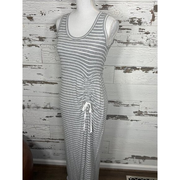 CABI Stripe Easy Dress Ruched Side Gray White Stripe Sleeveless Sz XS #5974 NWOT - Picture 3 of 5